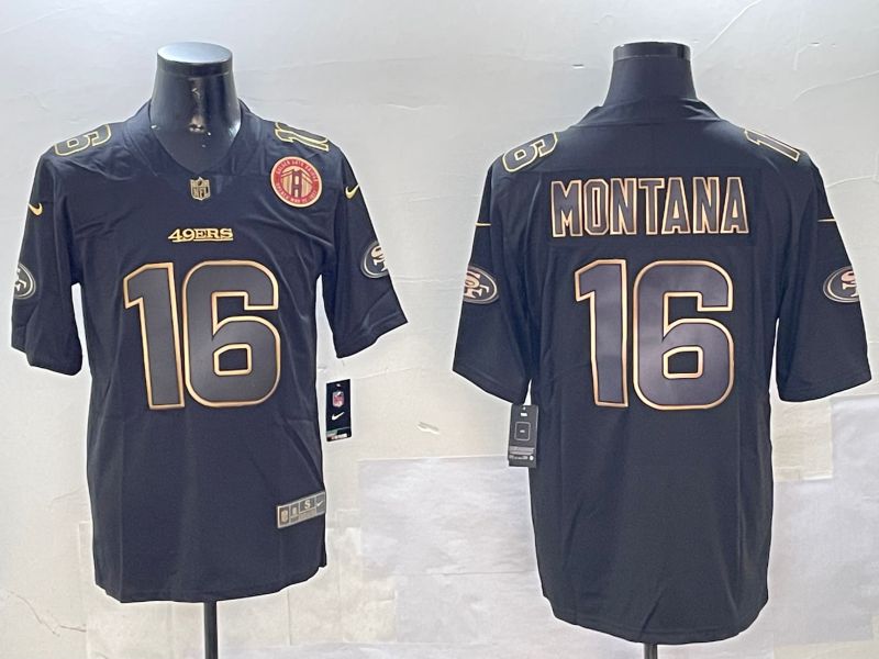 Men San Francisco 49ers #16 Montana Black Gold 2024 Nike Limited NFL Jersey style 01084->san francisco 49ers->NFL Jersey